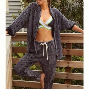 Electric & Rose Joyce Gauze Shirt & Lauren Pants set in Grey from Anthropologie